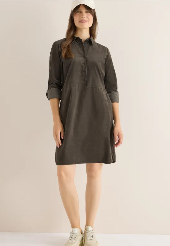 Cordkleid in Unifarbe misty taupe