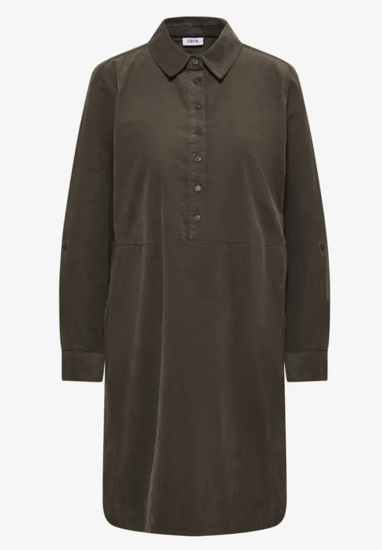 Cordkleid in Unifarbe misty taupe