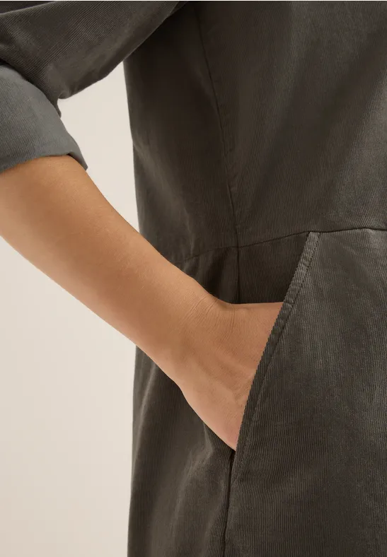 Cordkleid in Unifarbe misty taupe