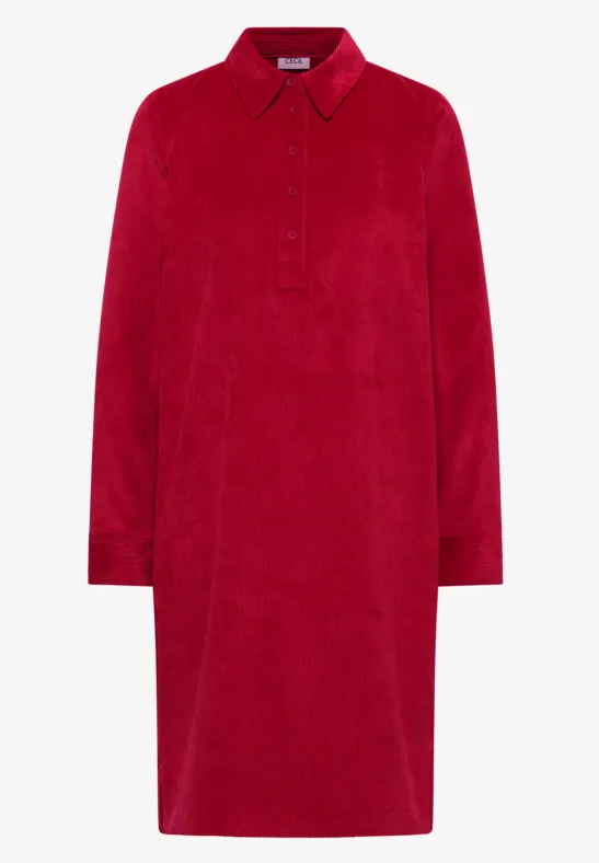 Corduroy jurk in effen kleur beaujolais red
