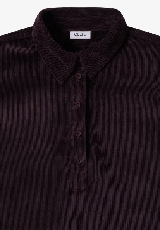 Corduroy jurk in effen kleur eggplant red