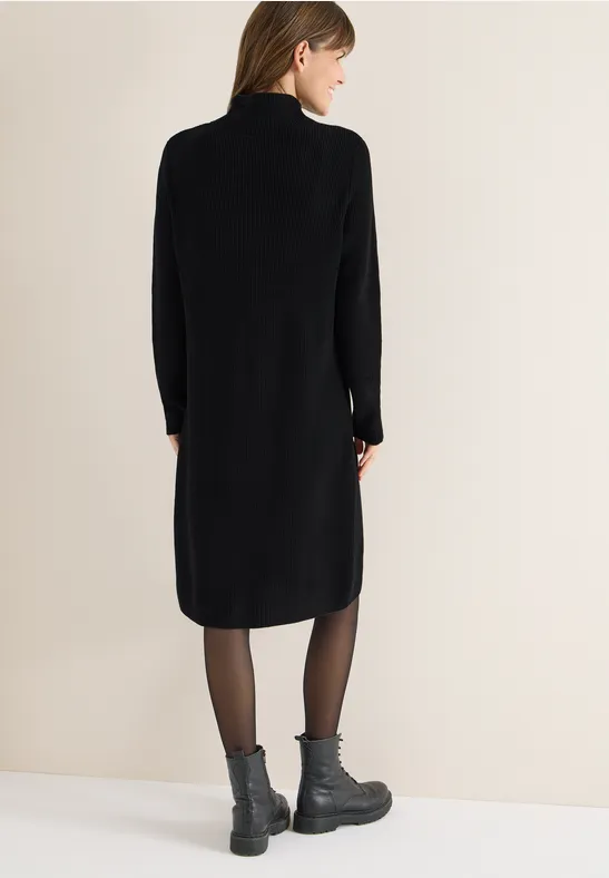Cosy Rippstruktur Kleid Black