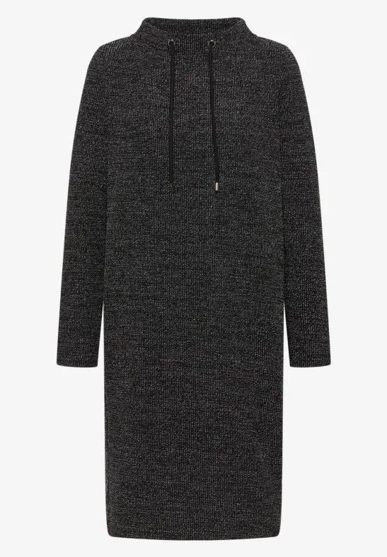 Peper en zout look jurk Black