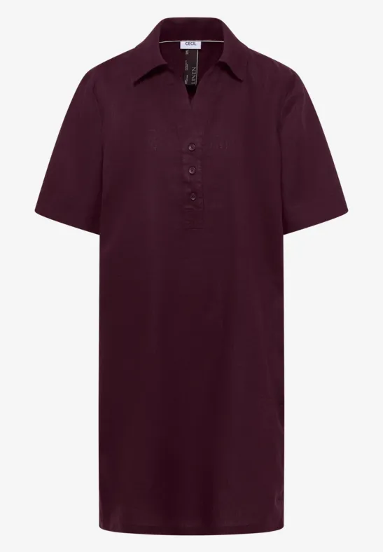 Knielanges Kleid aus Leinen rich burgundy