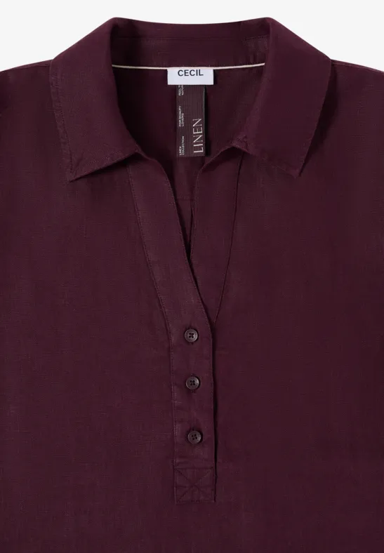 Knielanges Kleid aus Leinen rich burgundy