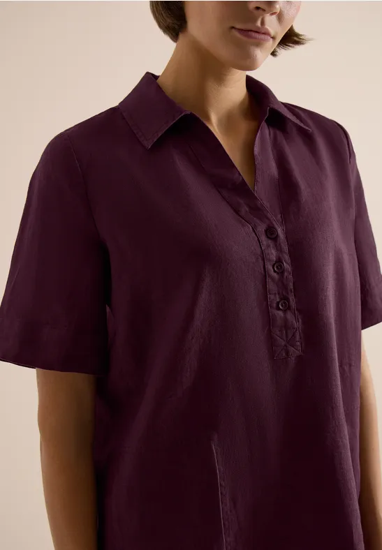 Knielanges Kleid aus Leinen rich burgundy