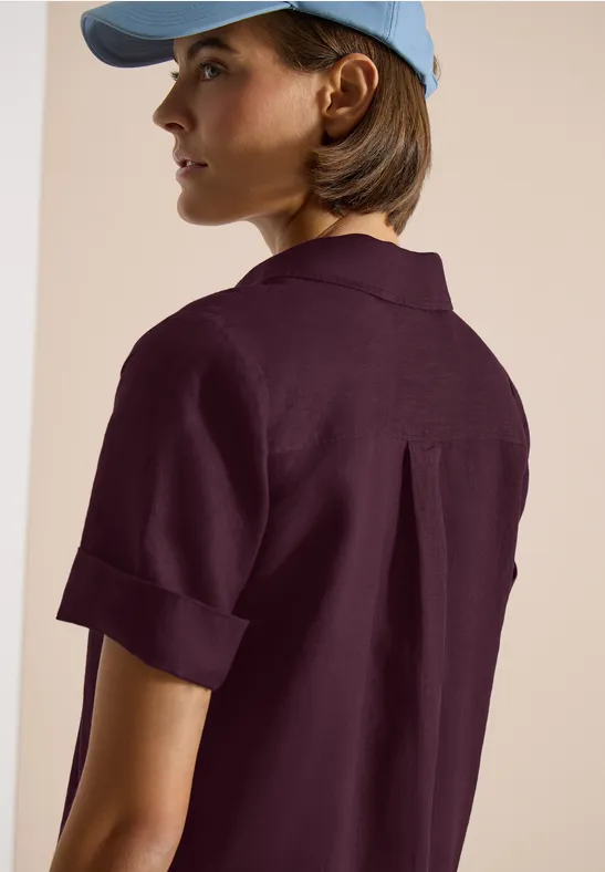 Knielanges Kleid aus Leinen rich burgundy