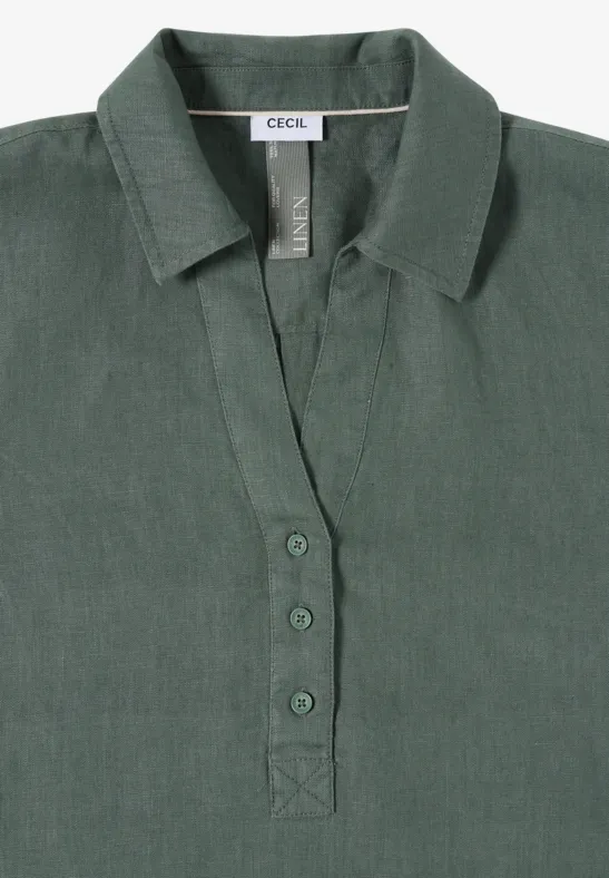 Knielanges Kleid aus Leinen just khaki