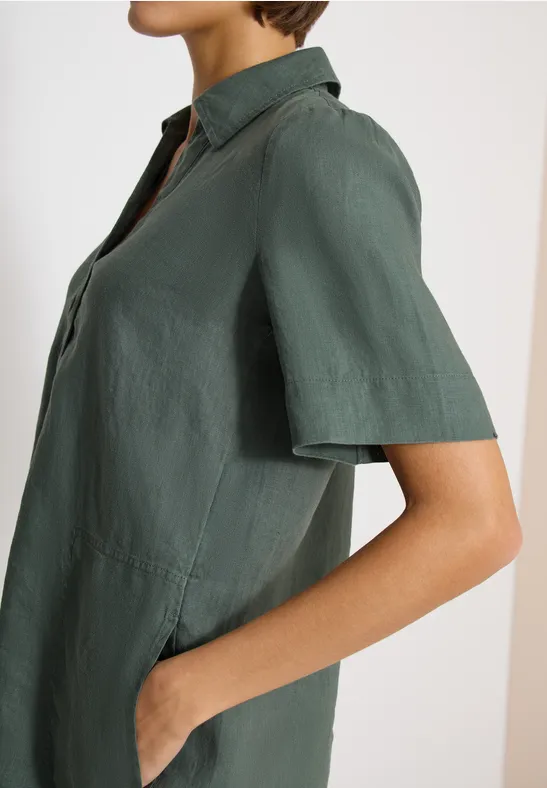 Knielanges Kleid aus Leinen just khaki