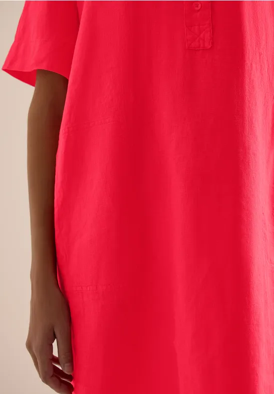 Knielanges Kleid aus Leinen fresh red