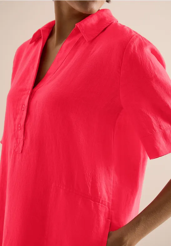 Knielanges Kleid aus Leinen fresh red