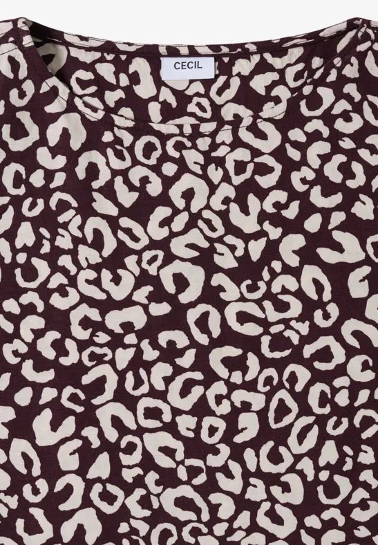 Damen-T-Shirt mit braun-beigem Leomuster