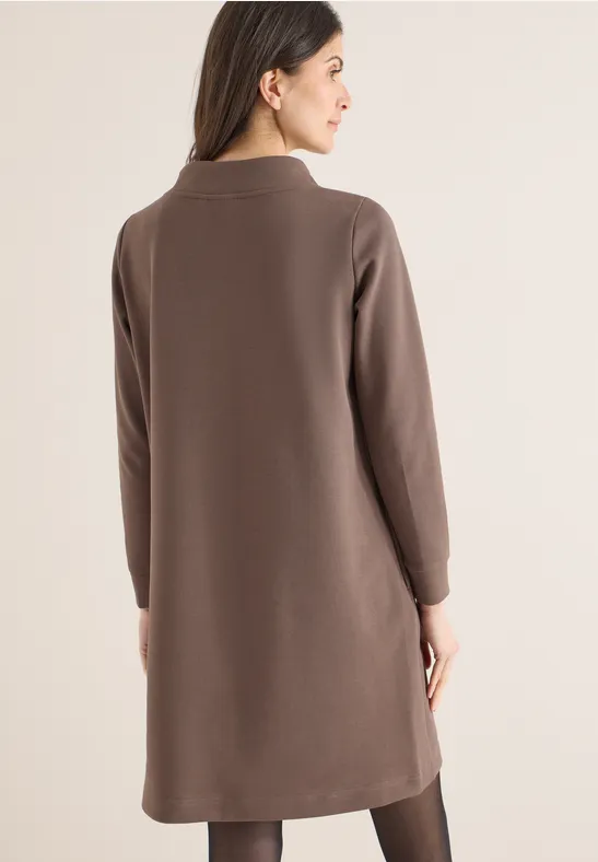 Jurk in effen kleur urban taupe