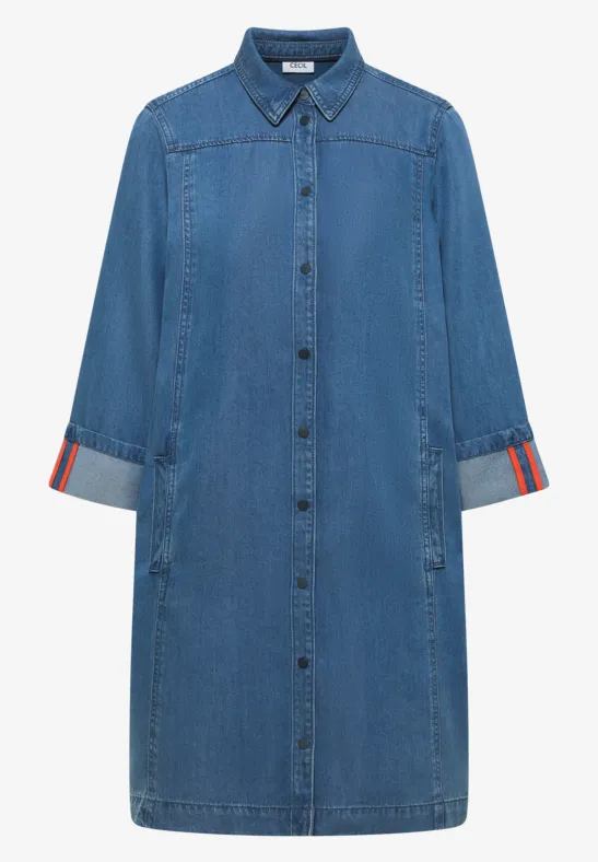 Denim-look jurk mid blue wash