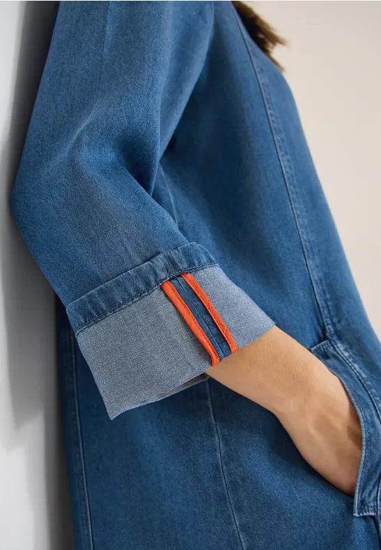 Denim-look jurk mid blue wash