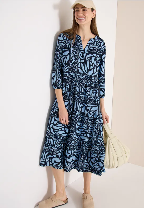 Robe midi avec imprimé patchwork universal blue