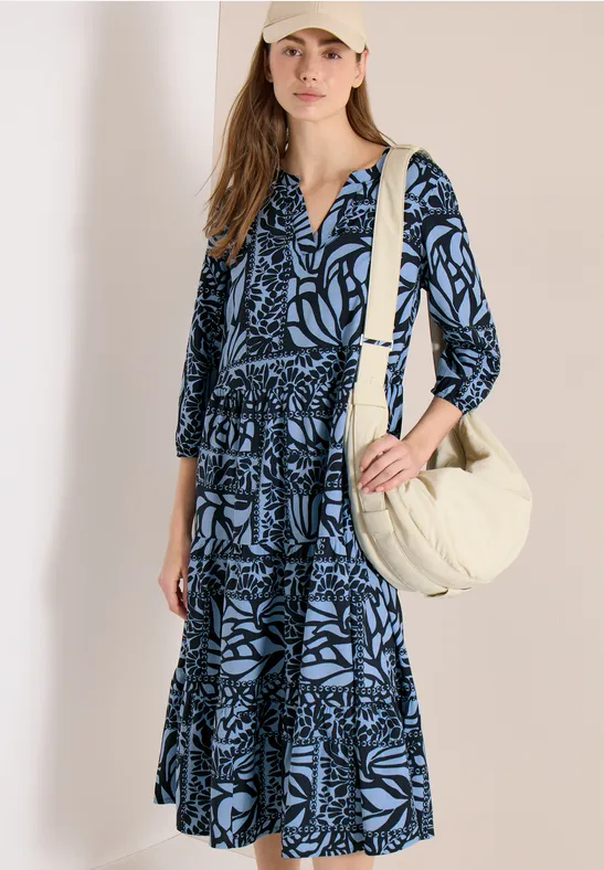 Robe midi avec imprimé patchwork universal blue