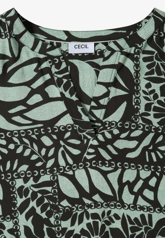 Midi-jurk met patchworkprint raw khaki