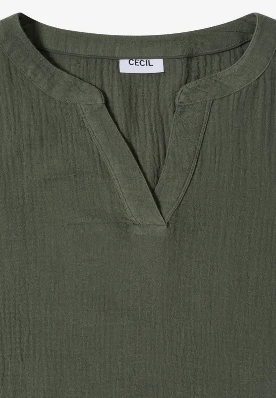 Knielanges Kleid in Musselin-Qualität khaki