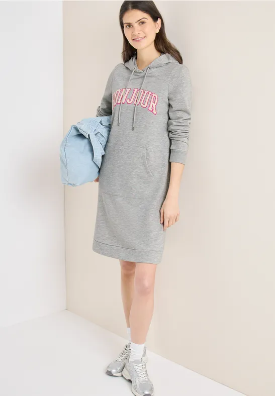 Knielange hoodiejurk milky grey melange