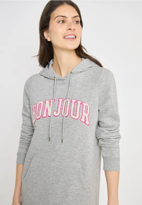 Knielange hoodiejurk milky grey melange