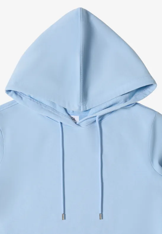 Knielange jurk met capuchon fresh water blue