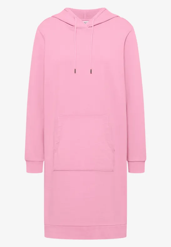 Knielange jurk met capuchon flamingo rose