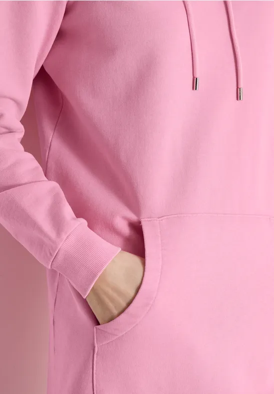 Knielange jurk met capuchon flamingo rose