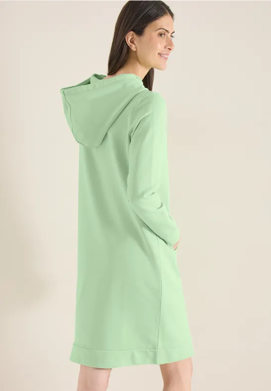 Knielange jurk met capuchon juicy lime