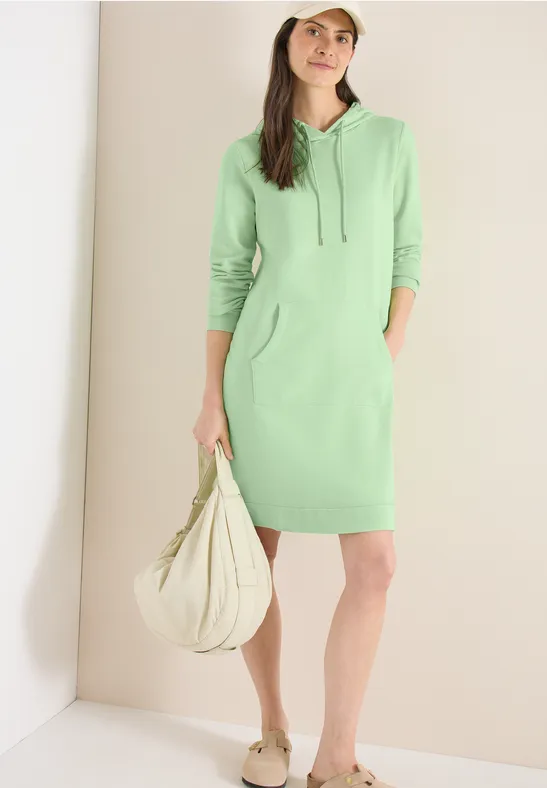 Knielange jurk met capuchon juicy lime