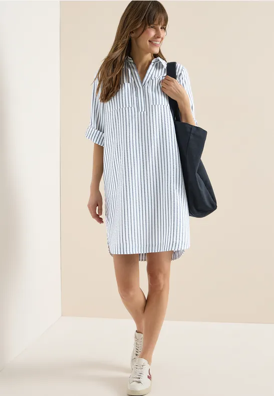 Robe à rayures, longueur genou sporty denim blue