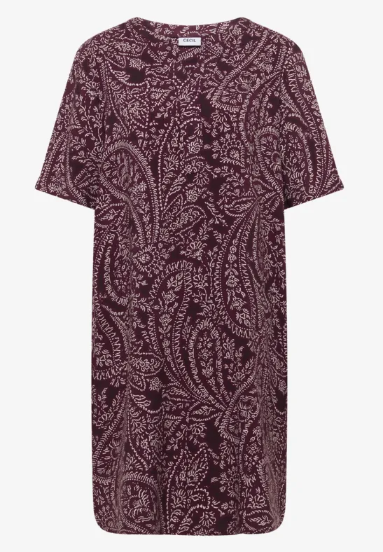 Robe à longueur de genou avec motif paisley sweet grape red