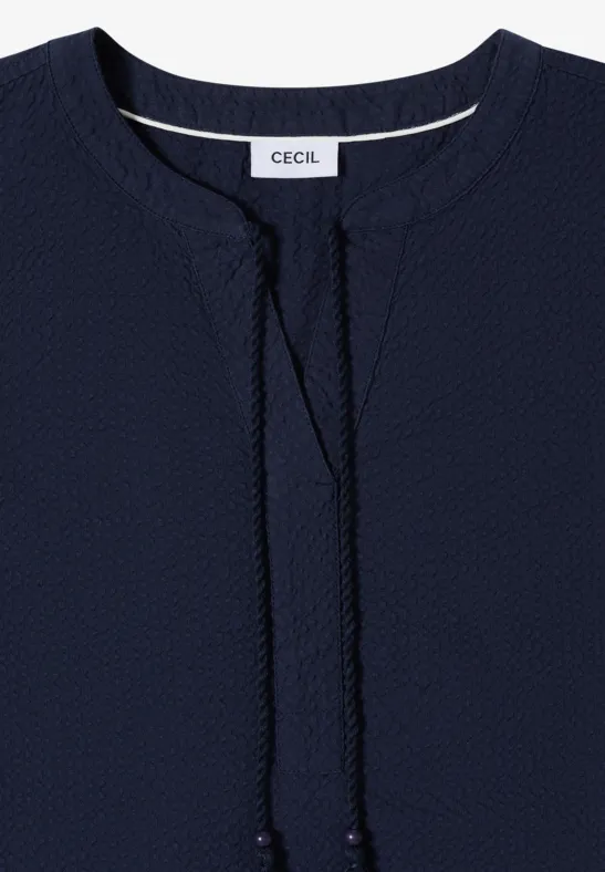 Knielanges Kleid in Seersuckerqualität universal blue