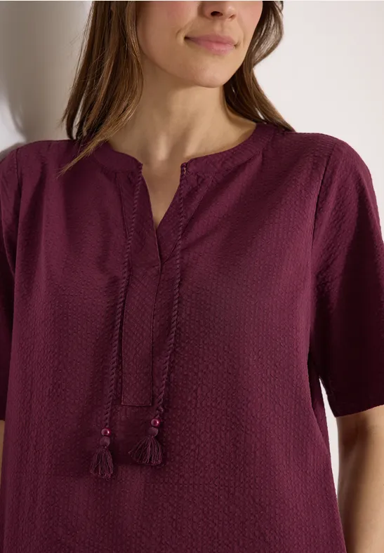 Robe longueur genou en qualité seersucker sweet grape red