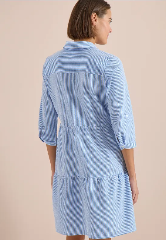 Robe longueur genou en qualité seersucker blouse blue