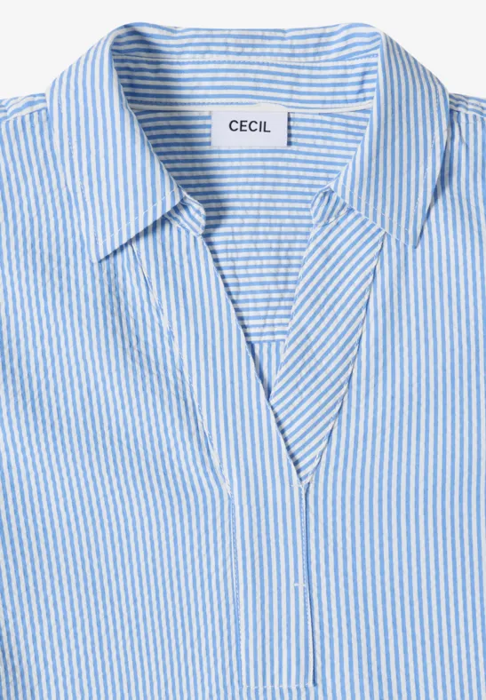 Robe longueur genou en qualité seersucker blouse blue