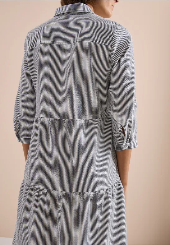 Robe longueur genou en qualité seersucker universal blue