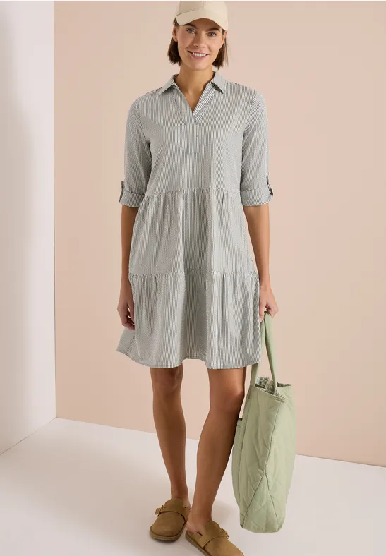 Robe longueur genou en qualité seersucker khaki