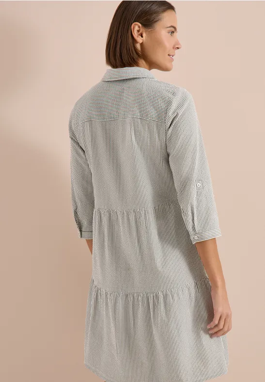 Robe longueur genou en qualité seersucker khaki