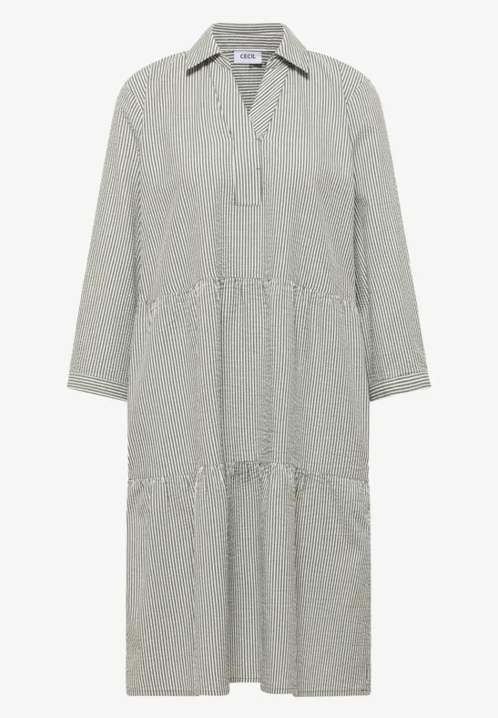 Robe longueur genou en qualité seersucker khaki