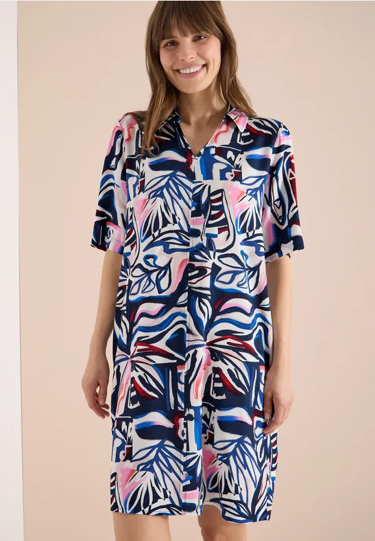 Knielanges Kleid mit grafischem Muster universal blue