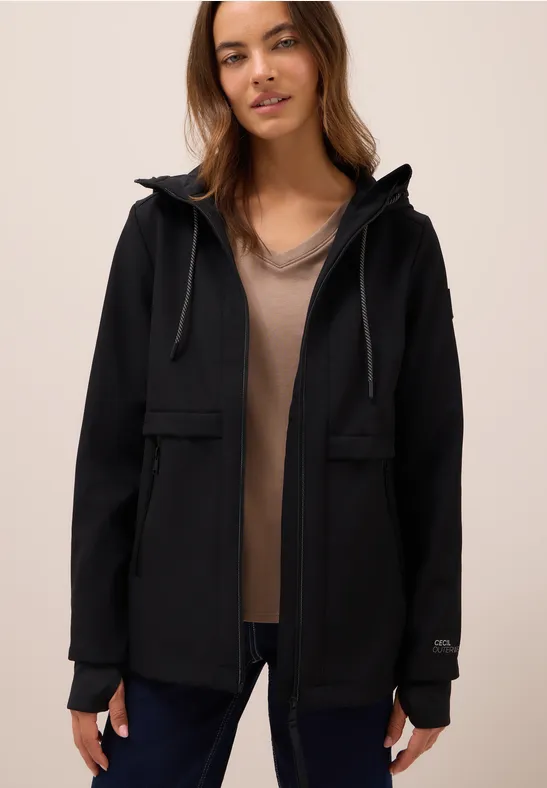Midi Softshell Jacke Black