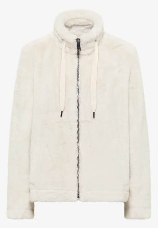 Kurze Fellimitat Jacke vanilla white