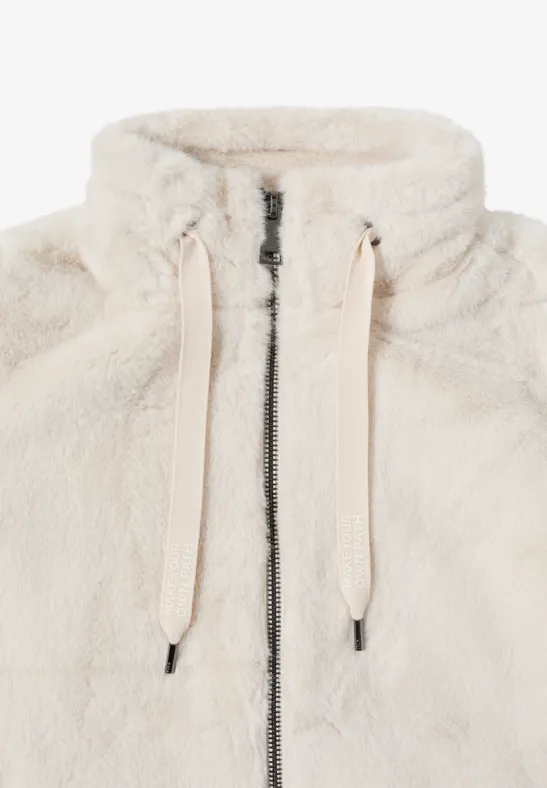 Kurze Fellimitat Jacke vanilla white