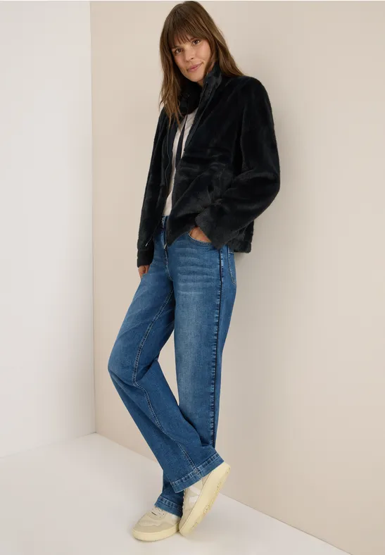 Kurze Fellimitat Jacke dark navy blue