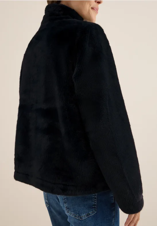 Kurze Fellimitat Jacke dark navy blue