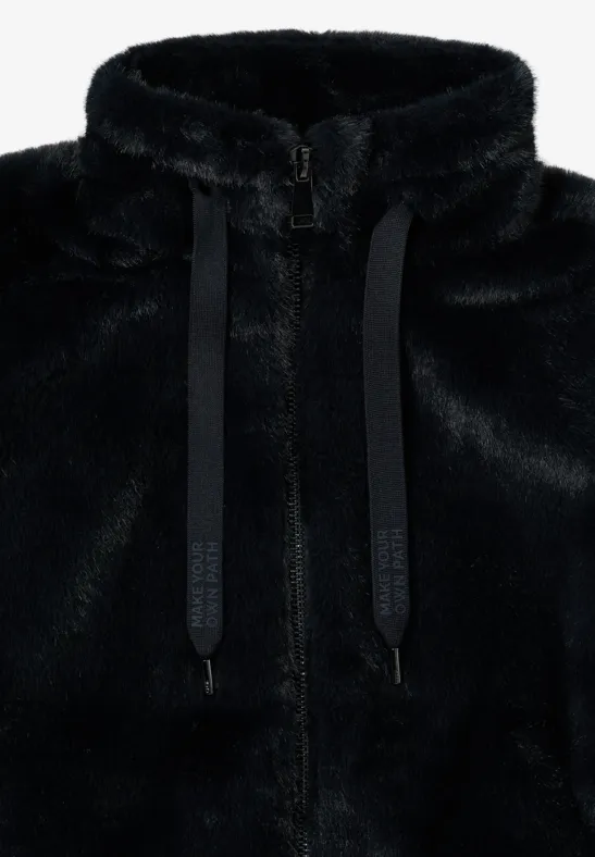 Kurze Fellimitat Jacke dark navy blue