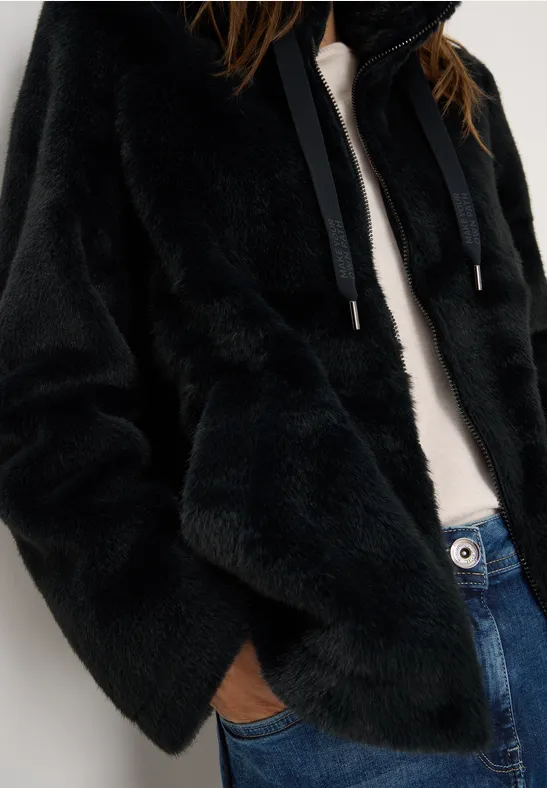 Kurze Fellimitat Jacke dark navy blue