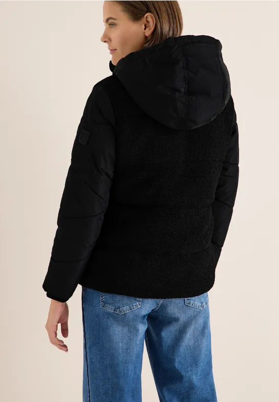 Teddy Jacke mit Strukturmix Black