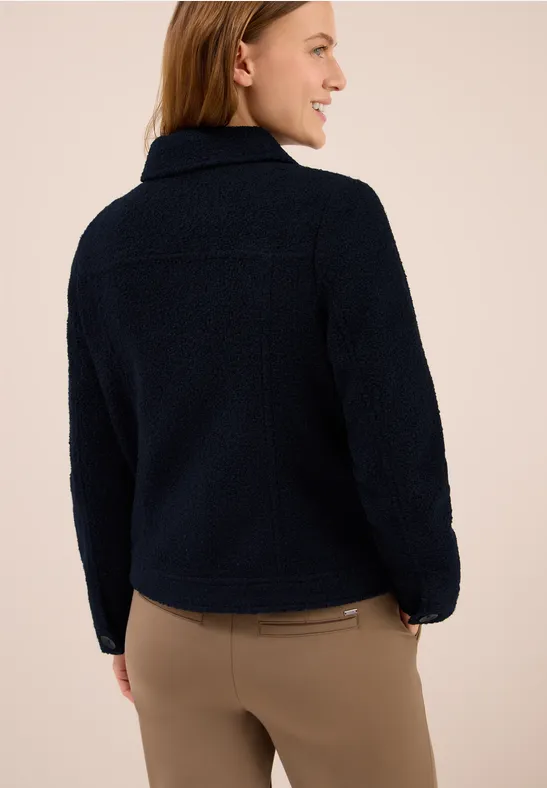 Wol-look jas dark navy blue
